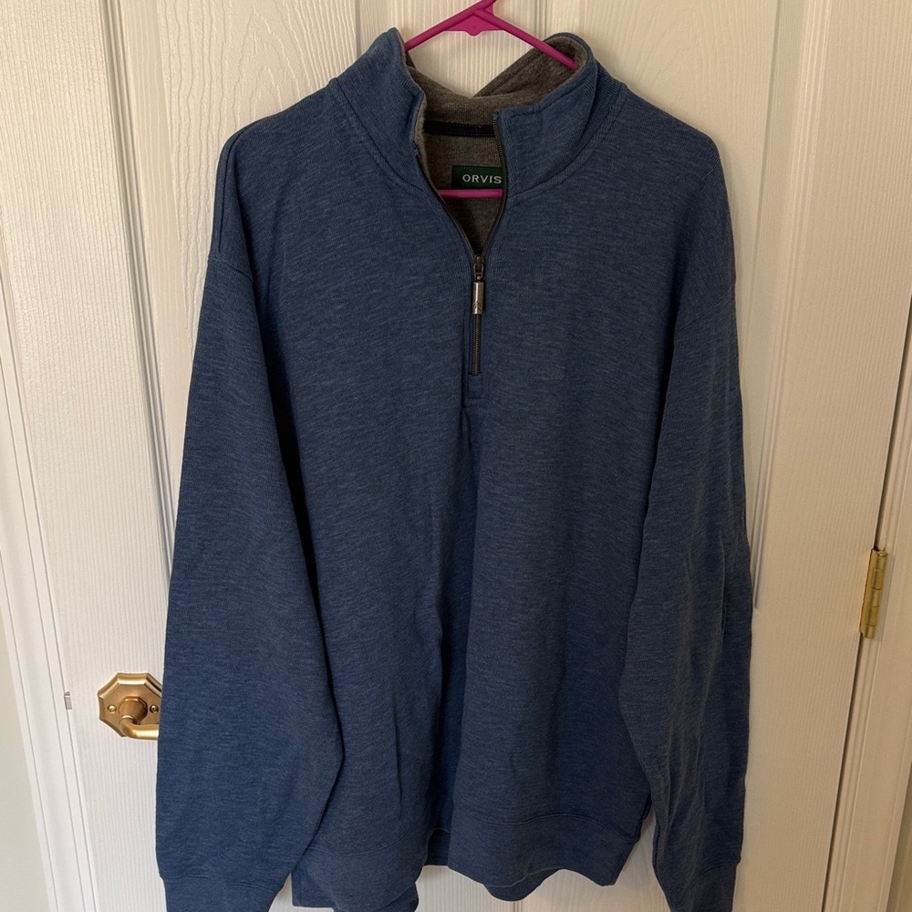 Orvis Men's Navy Zip-Up Sweater